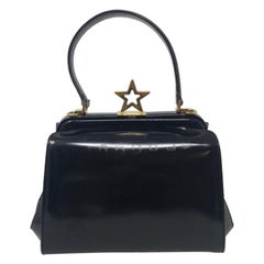 Moschino Black Polished Leather Star Bag Retro