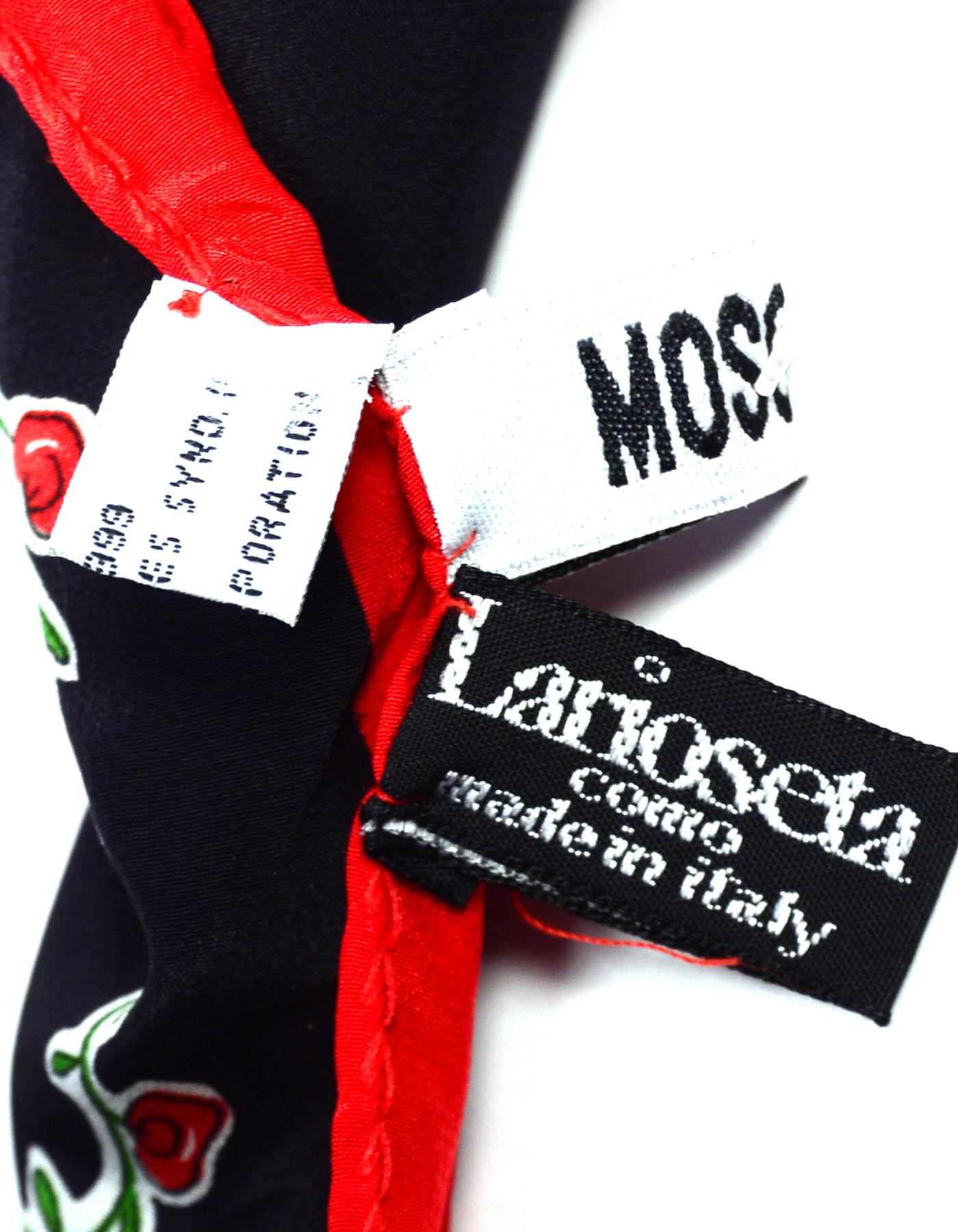 Moschino Black/Red Silk Olive Oil Scarf w/ Envelope  1