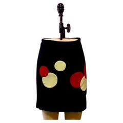 Moschino Black Red White Polka Dot Mini Skirt the Nanny, Size 6