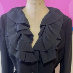Moschino Black Ruffle Neck Blazer