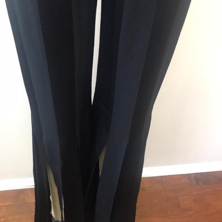 Moschino Black Satin Tuxedo Pants In Good Condition For Sale In Los Angeles, CA