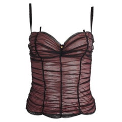 Moschino Black Sheer Nude Ruched Corset Top