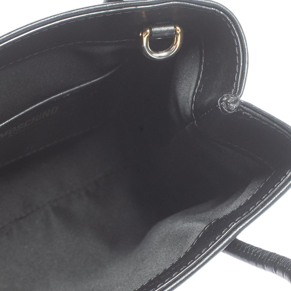 Moschino Black Signature Leather Mini Vertical Tote 4