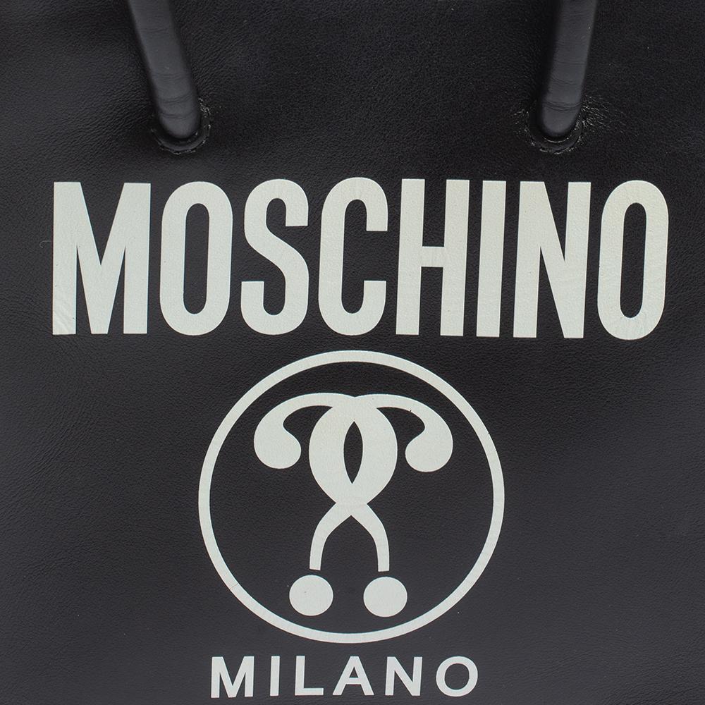 Moschino Black Signature Leather Mini Vertical Tote 1