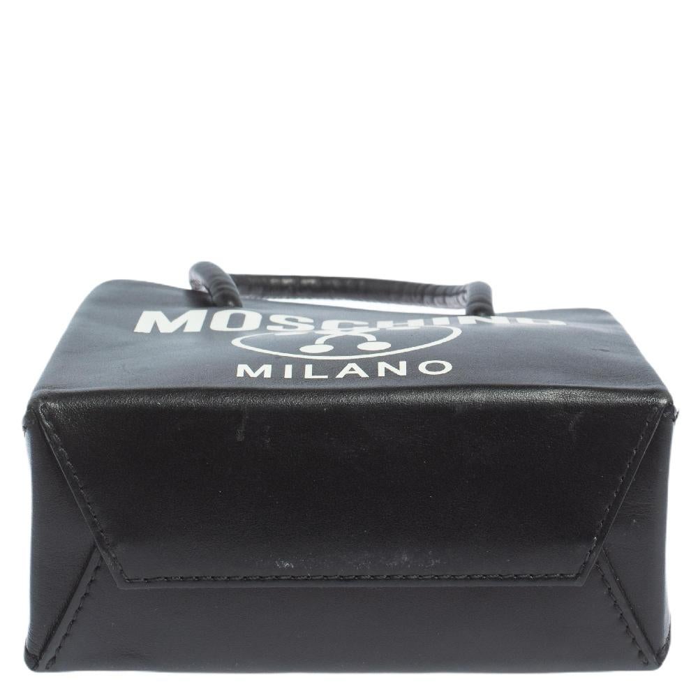 Moschino Black Signature Leather Mini Vertical Tote 2