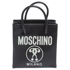 Moschino Schwarz Signature Leder Mini Vertical Tote