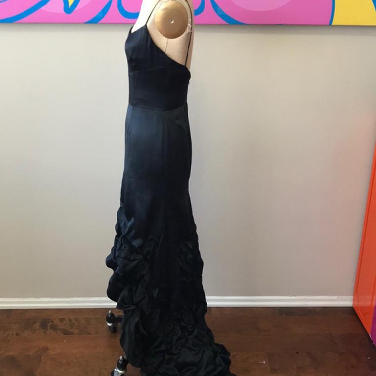 Moschino Black Silk Satin High Low Dress For Sale 2