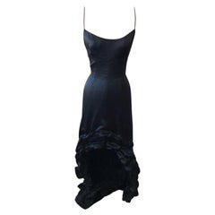 Moschino Black Silk Satin High Low Dress