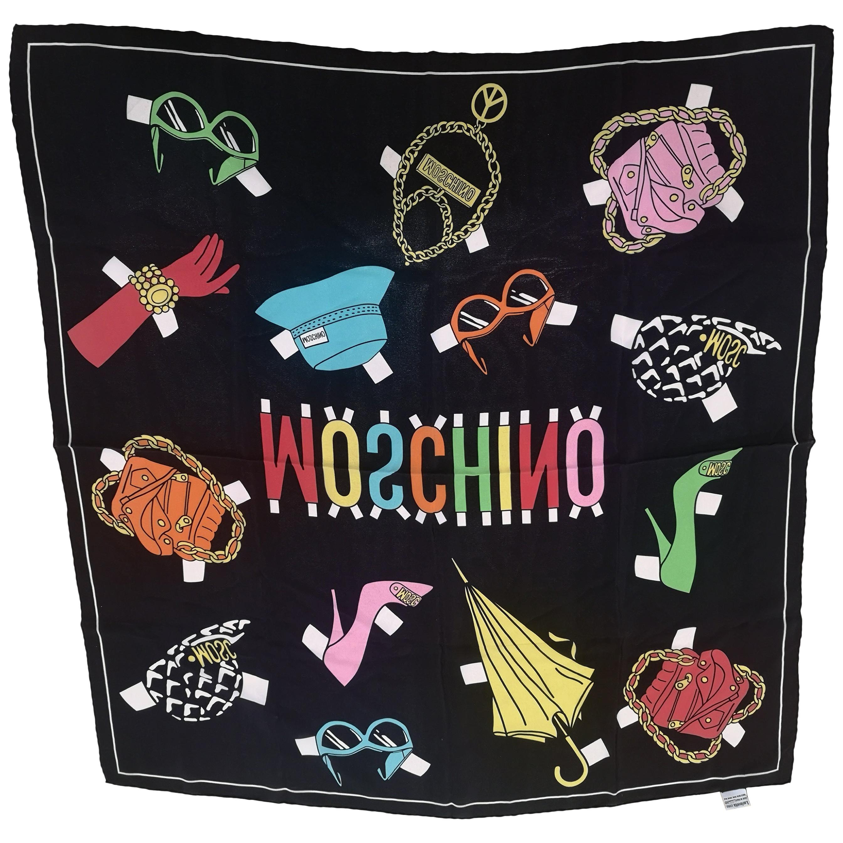 Moschino black silk scarf - foulard