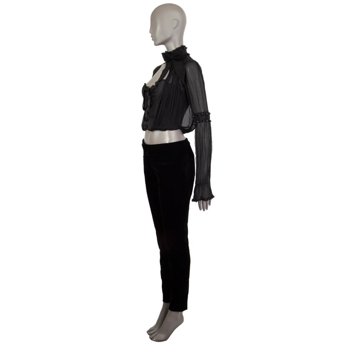 Black MOSCHINO black silk SHEER LAYERED CORSET Top Shirt 38 XS