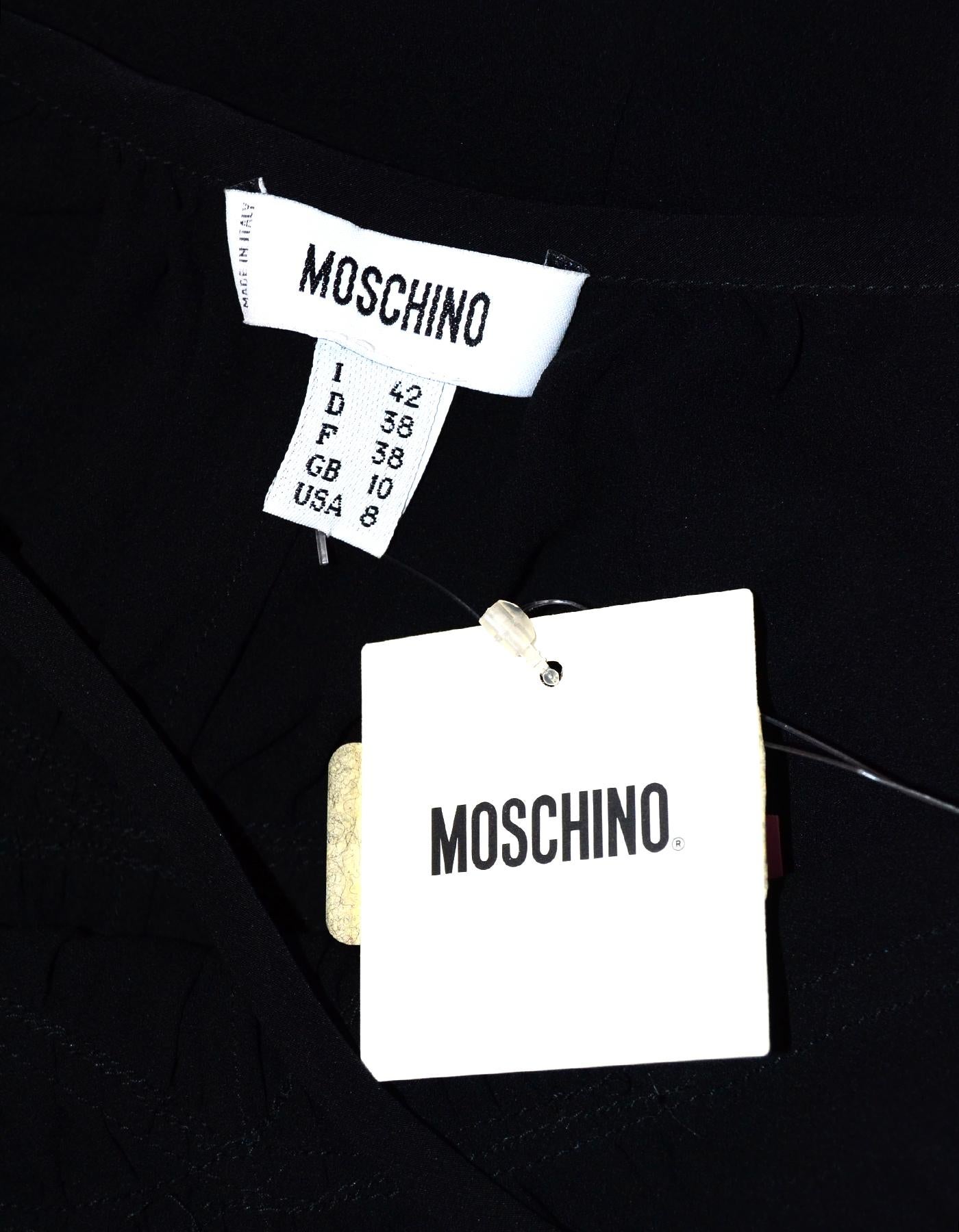 Women's Moschino Black Silk Spaghetti Strap Gown Sz 8 NWT