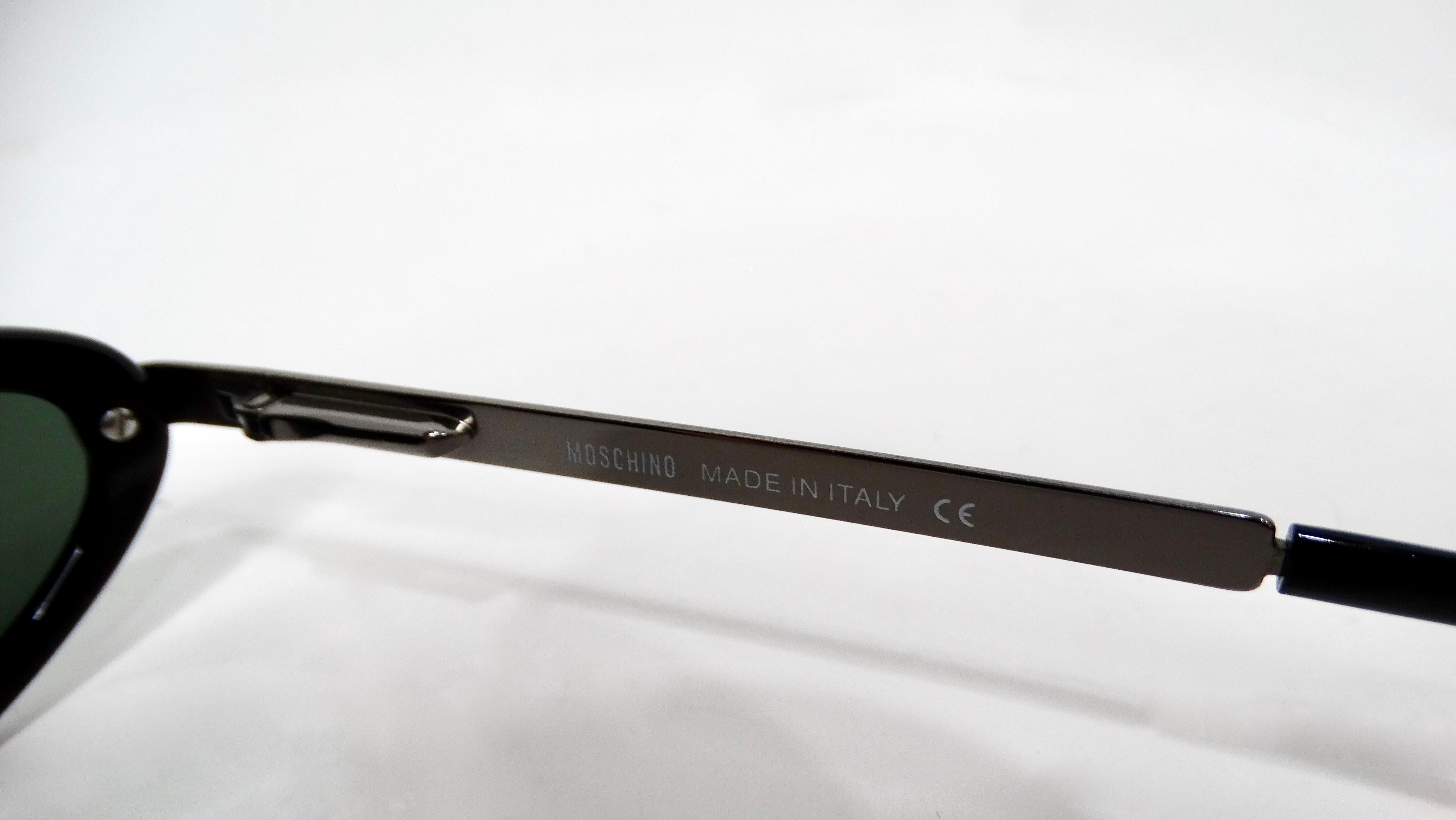 Moschino Black Sleek Oval Sunglasses circa 1990s en vente 2