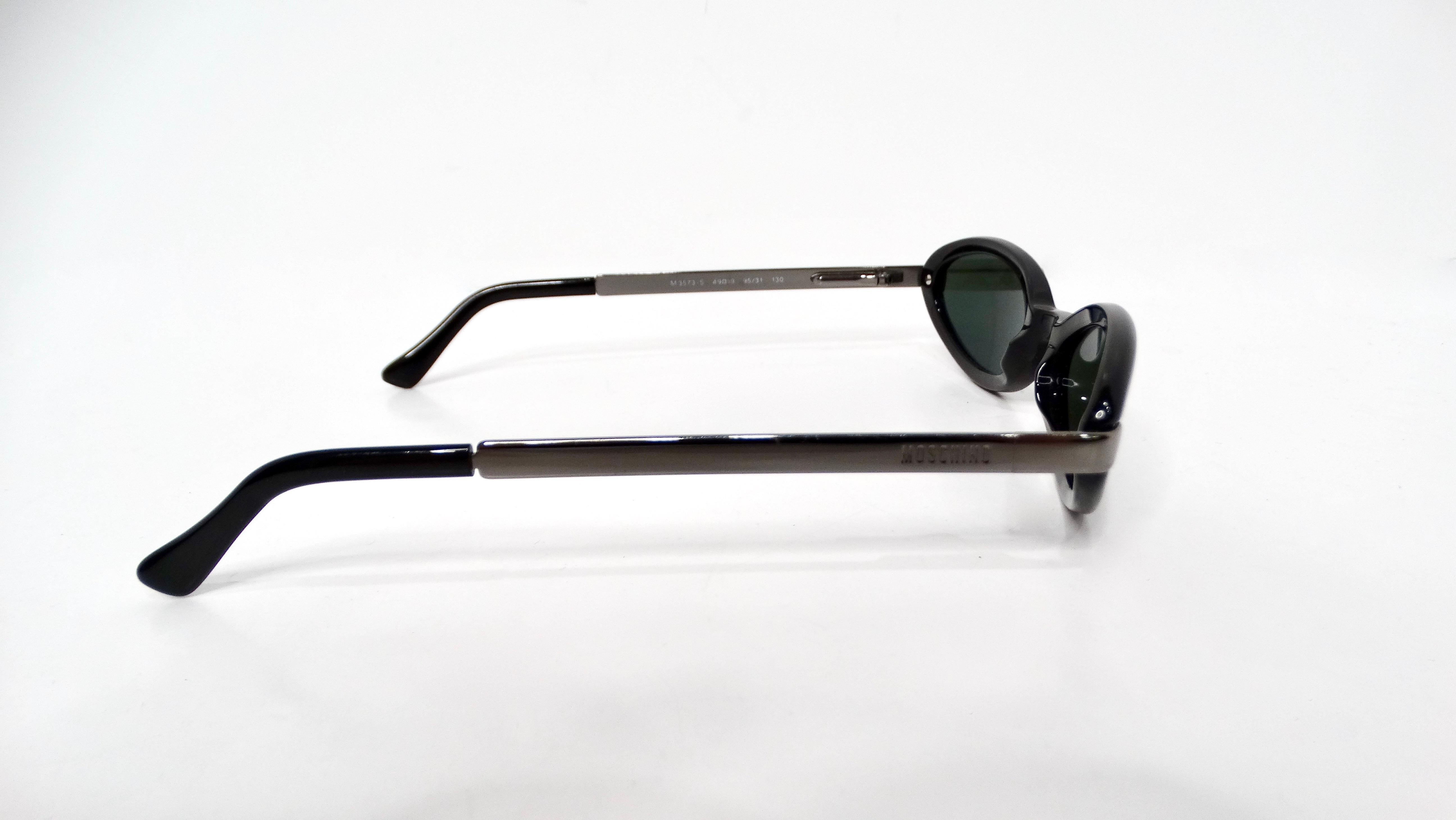 Moschino Black Sleek Oval Sunglasses circa 1990s en vente 3