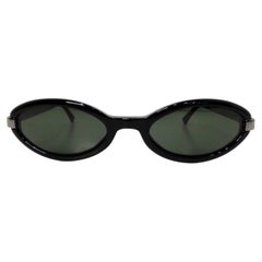 Moschino Black Sleek Oval Sunglasses circa 1990s