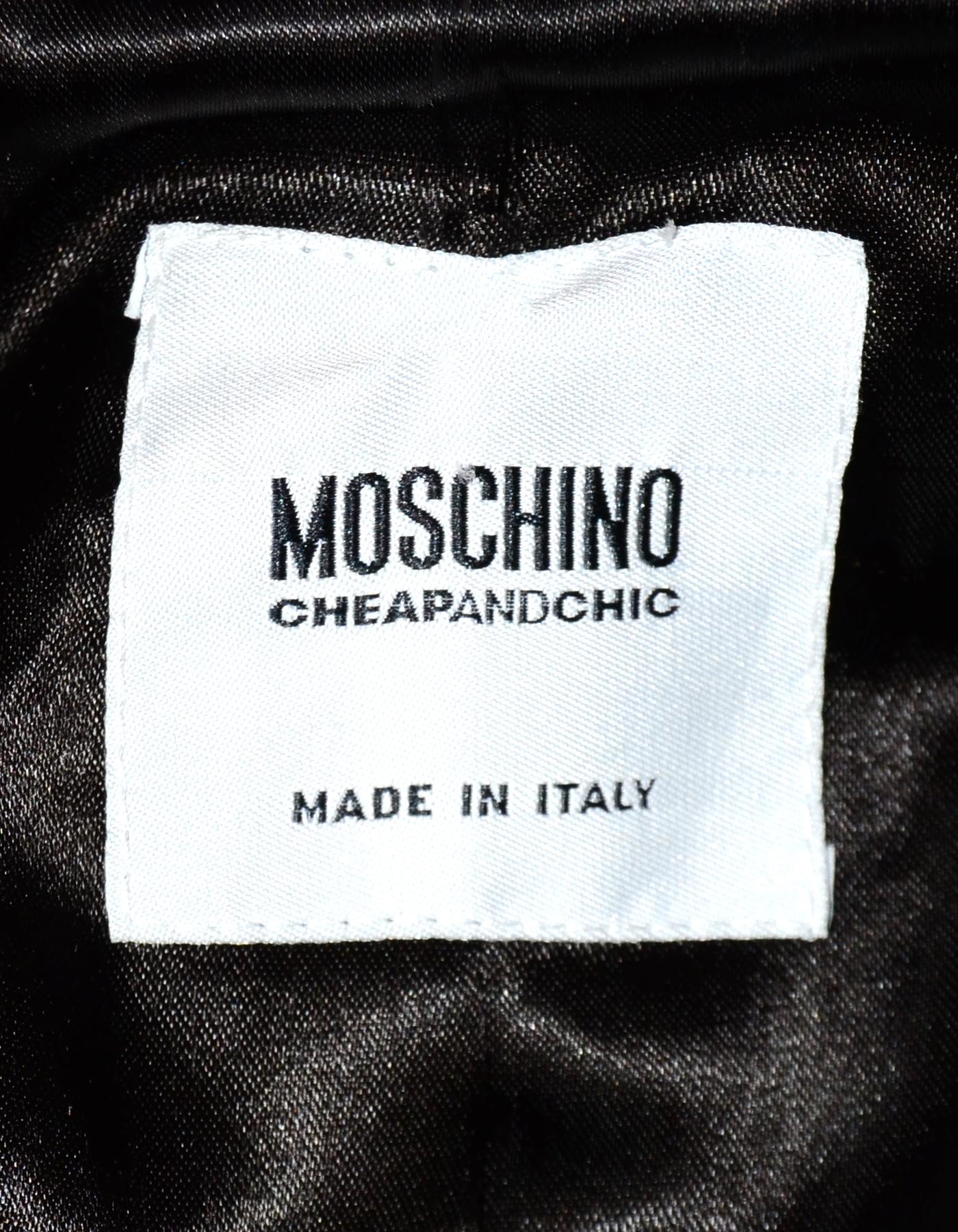 Women's Moschino Black Tuxedo Blazer/Jacket W/ Satin Lapels Sz 10