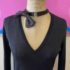 Moschino Black V Neck Bow Tie Tuxedo Sweater