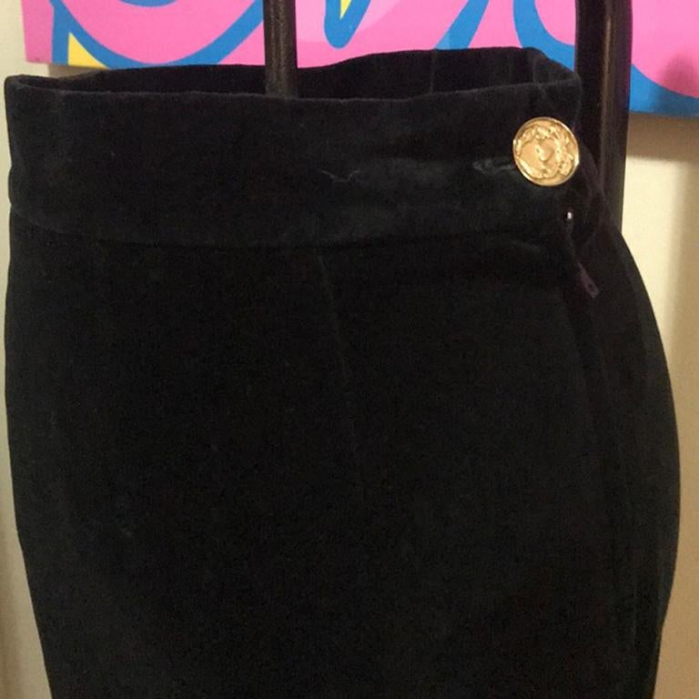 Women's Moschino Black Velvet Gold Fringe Skirt For Sale