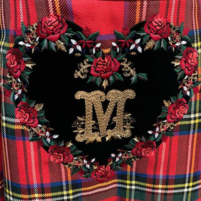 Moschino Mini falda de terciopelo negro a cuadros de corazón NWT Negro en venta