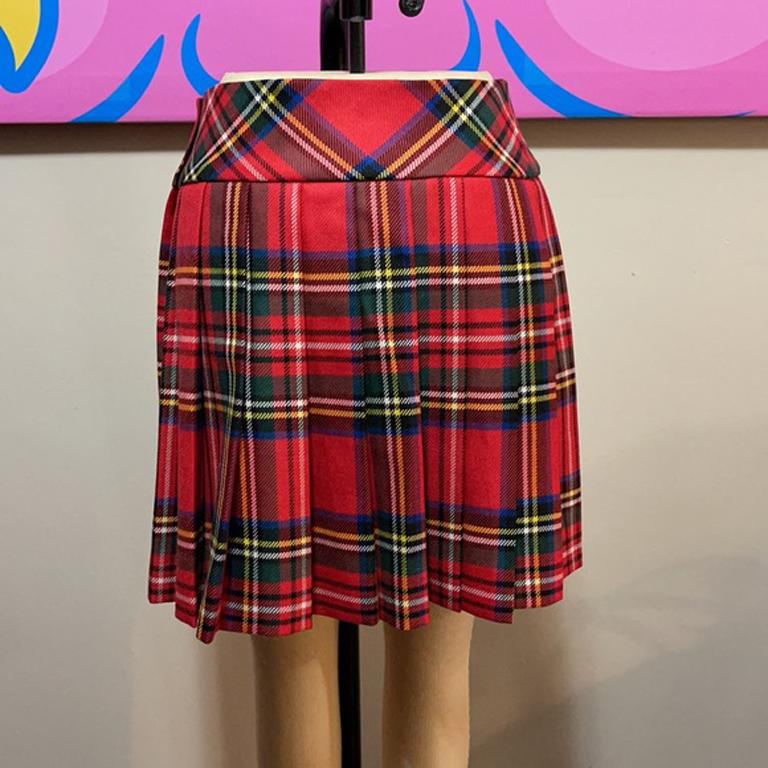De las mujeres Moschino Mini falda de terciopelo negro a cuadros de corazón NWT en venta