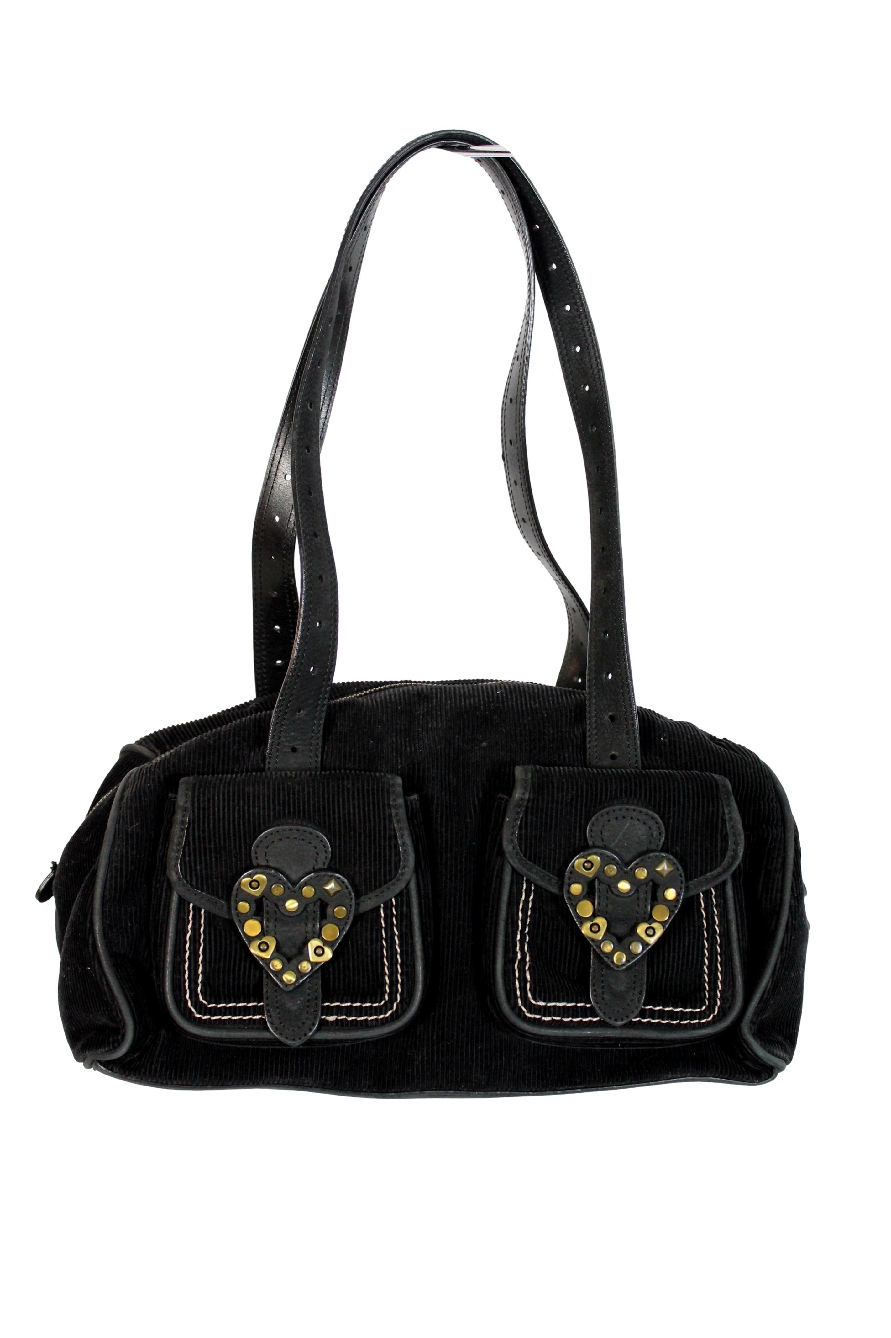 Moschino Black Velvet Shoulder Bag In Good Condition In Brindisi, Bt