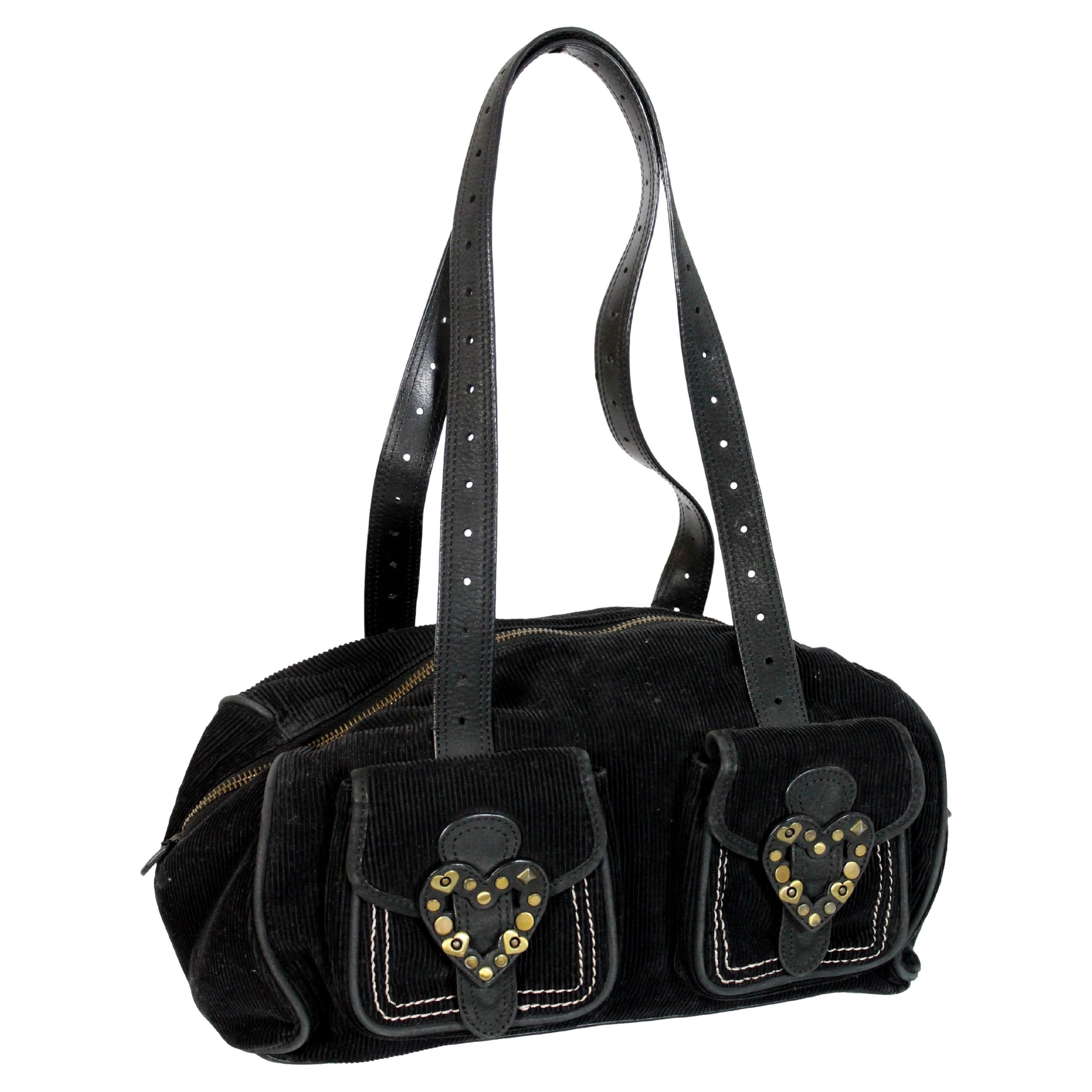 Moschino Black Velvet Shoulder Bag