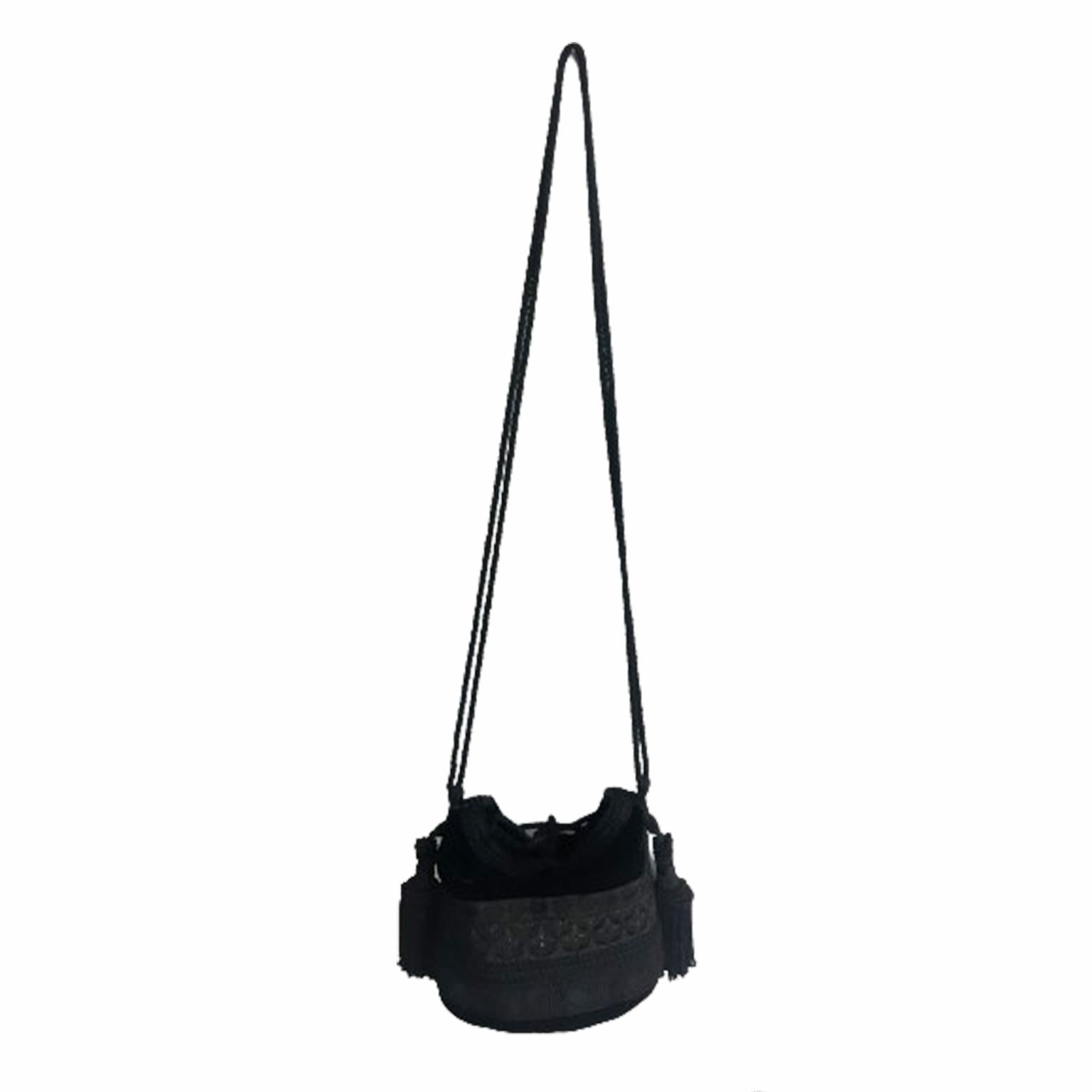 Moschino Black Velvet Tassel Crossbody Bag Purse 1990s  For Sale 1