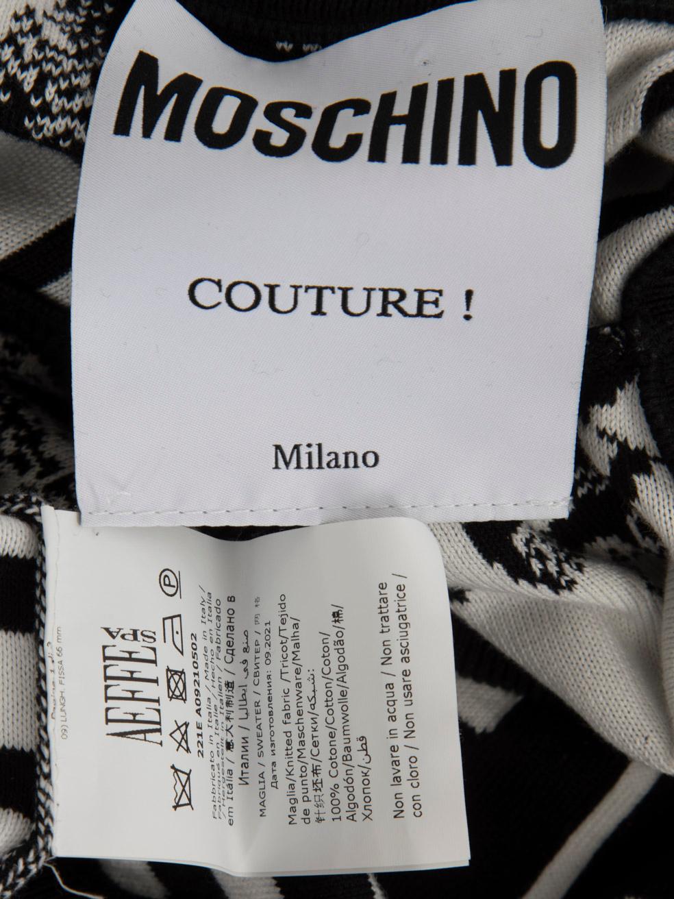 Moschino Black & White Abstract Knit Jumper Size XL For Sale 5