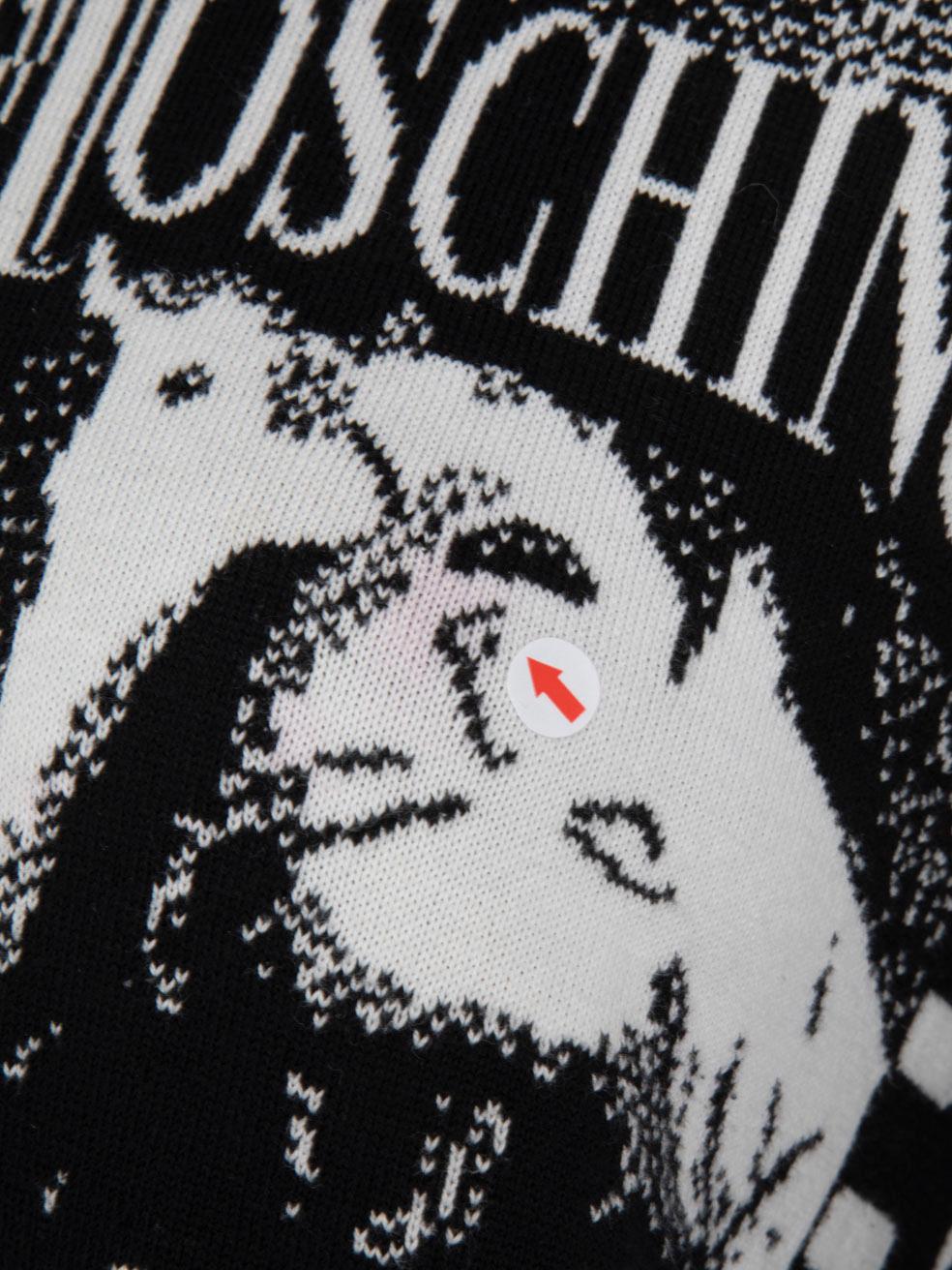 Moschino Black & White Abstract Knit Jumper Size XL For Sale 3