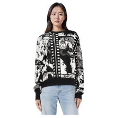 Moschino Jersey de Punto Abstracto Blanco y Negro Talla XL