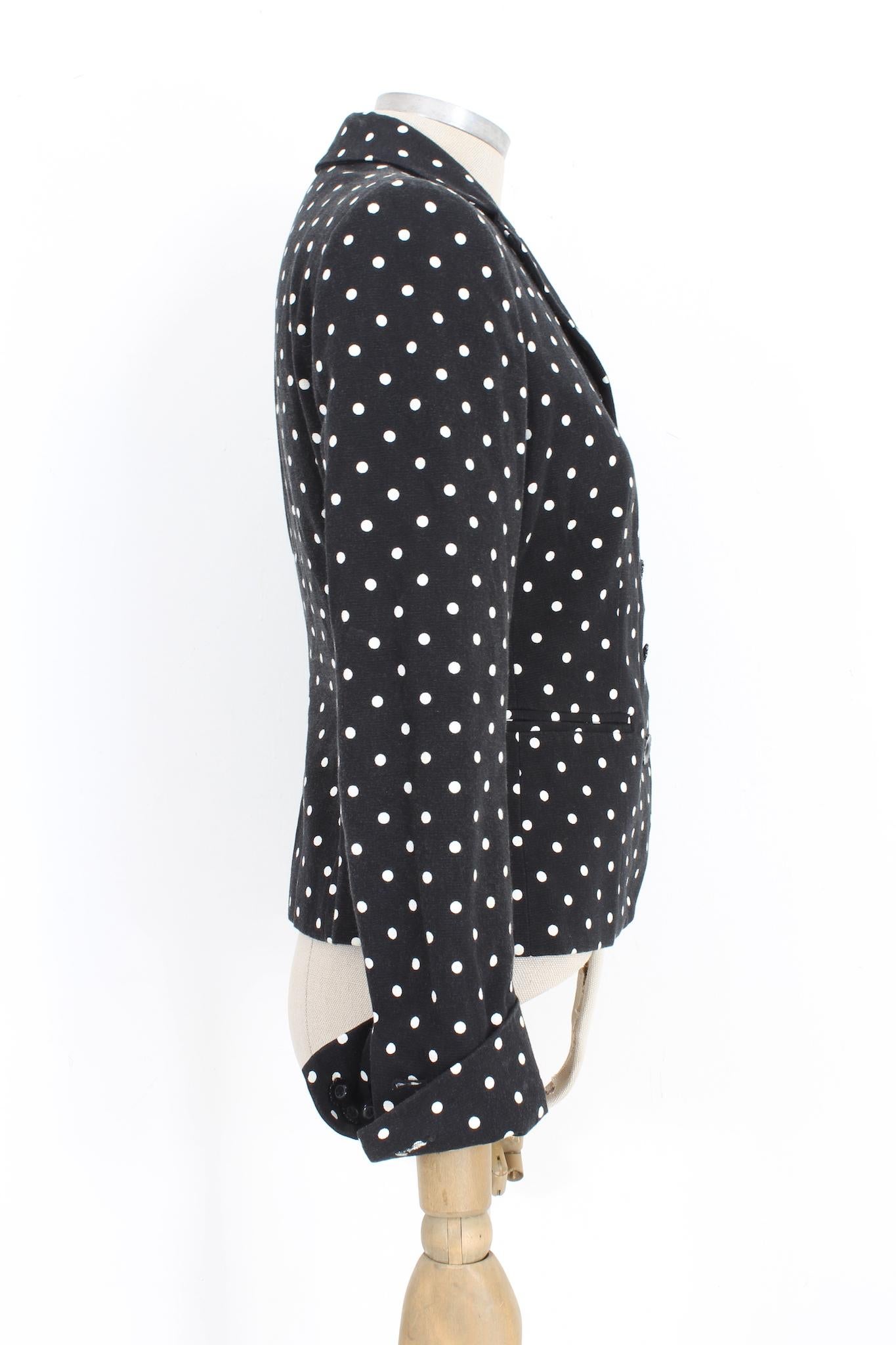 Moschino Black White Cotton Polka Dot  Flared Jacket 2000s In Excellent Condition In Brindisi, Bt