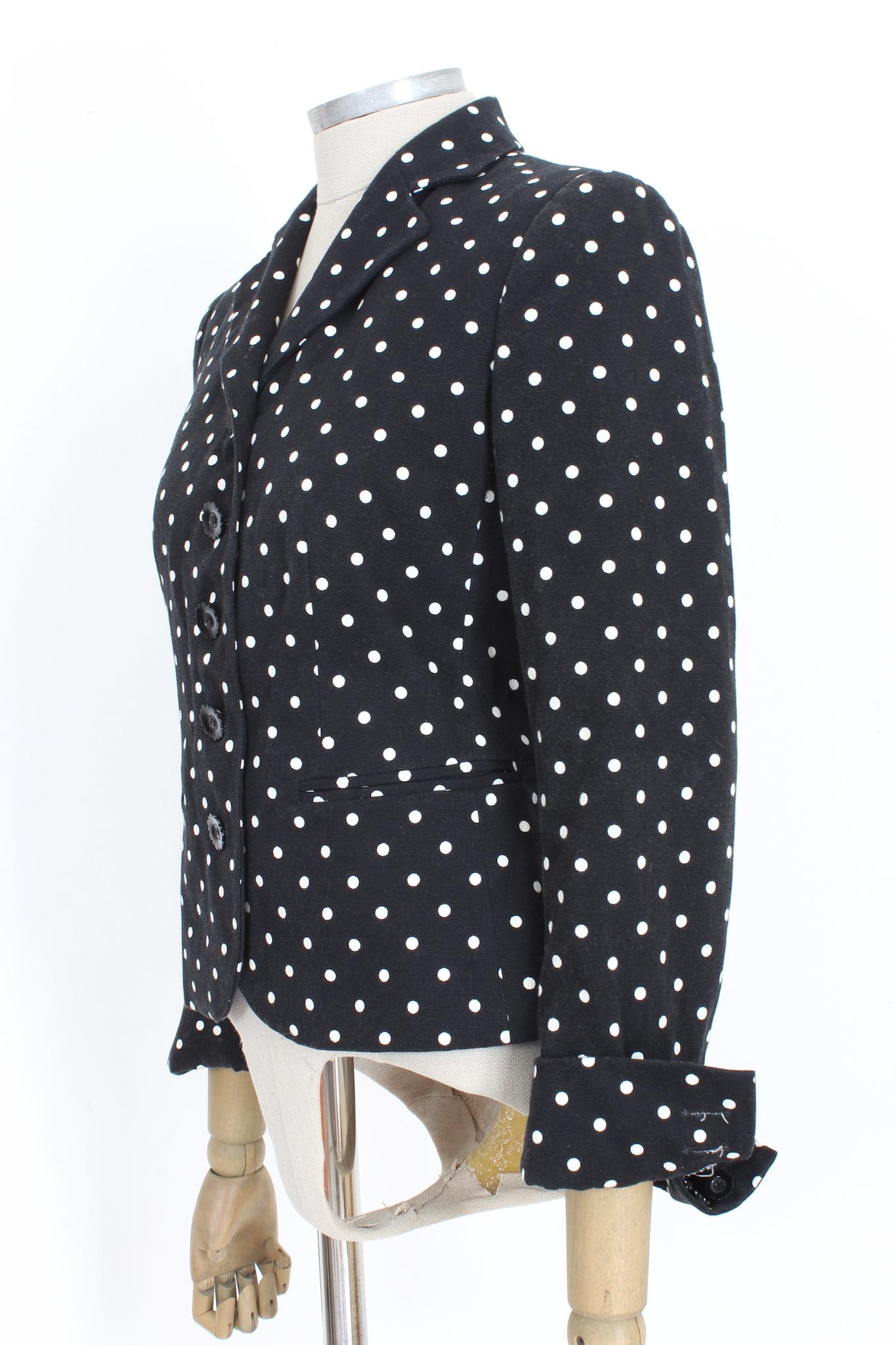 Moschino Black White Cotton Polka Dot  Flared Jacket 2000s 1