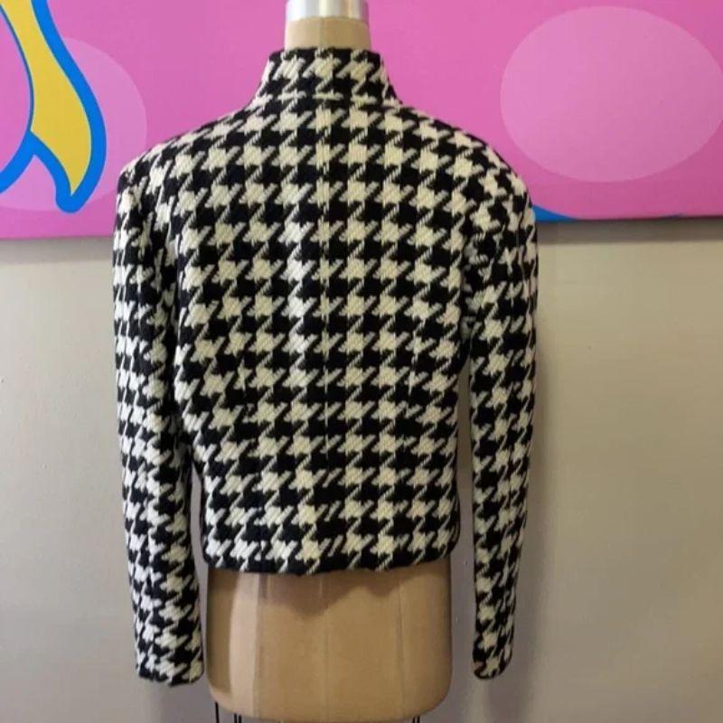 Moschino Black White Houndstooth Heart Question Mark Jacket In Excellent Condition For Sale In Los Angeles, CA