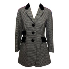 Used Moschino Black White Houndstooth Wool Blazer