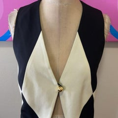 Moschino Black White / Ivory Harlequin Vest Tassels
