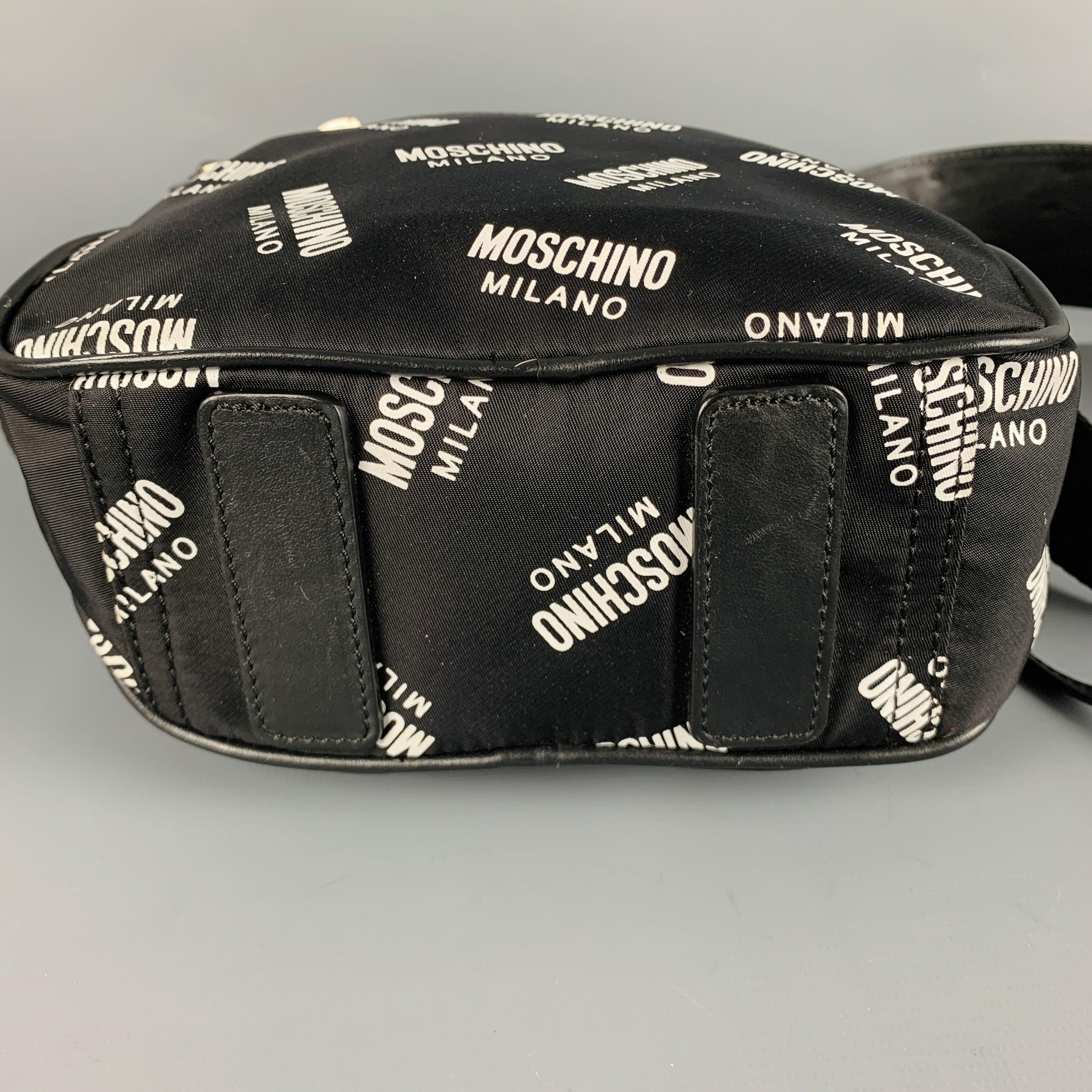 MOSCHINO Black White Logo Nylon Cross Body Bag For Sale 1