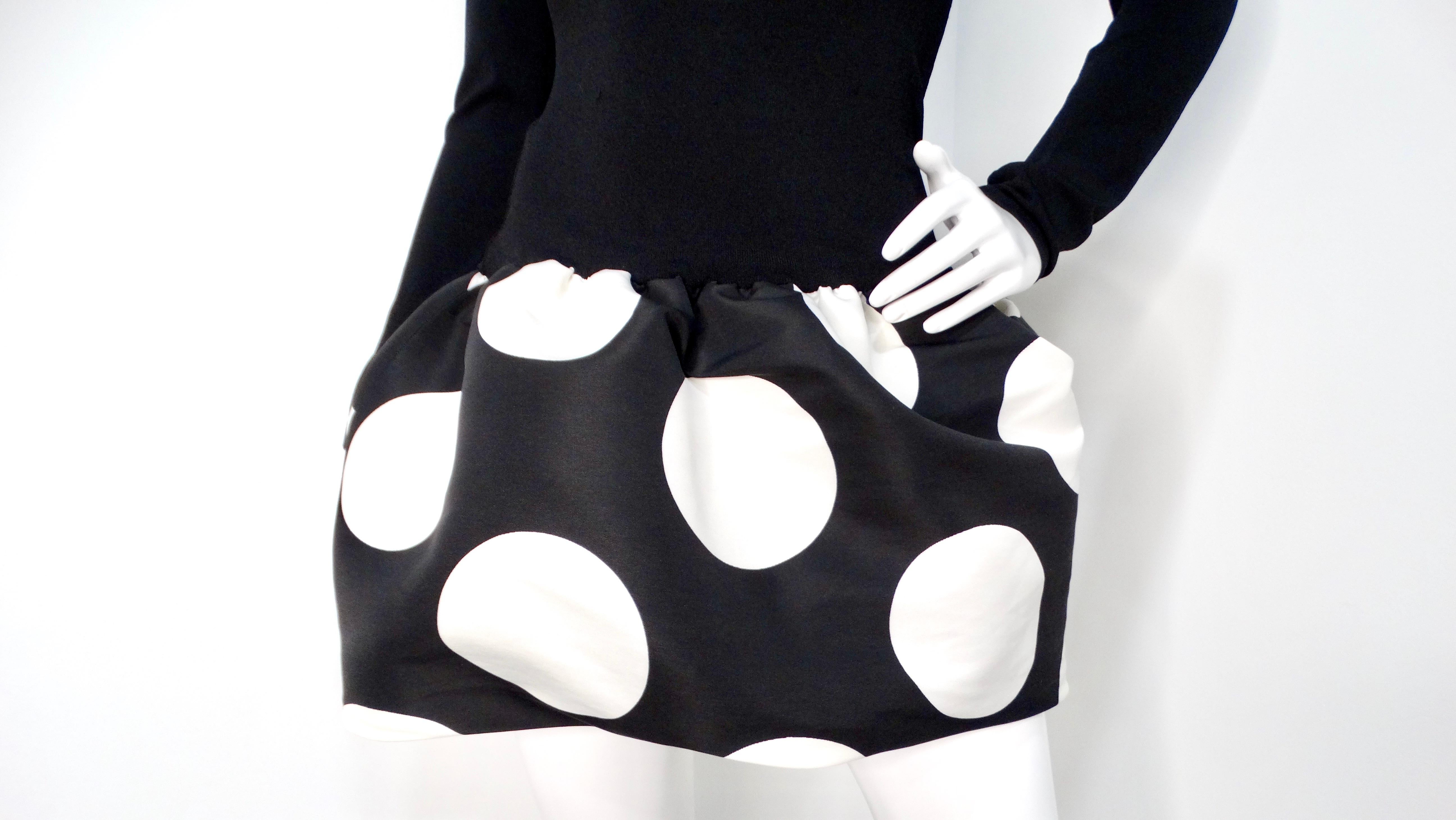 Moschino Black & White Polka Dot Bubble Skirt Long-sleeve dress In Good Condition In Scottsdale, AZ