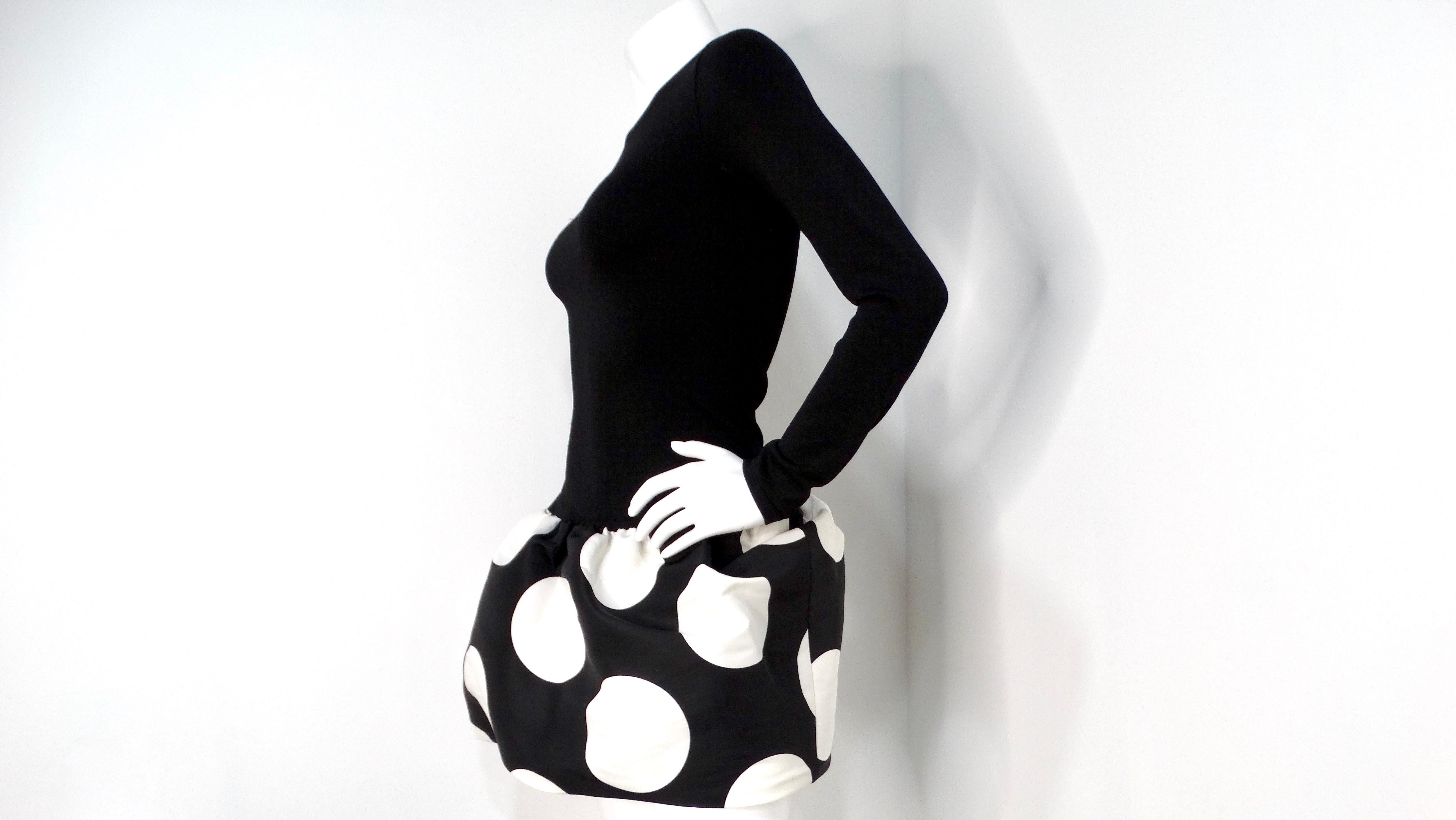 Women's Moschino Black & White Polka Dot Bubble Skirt Long-sleeve dress