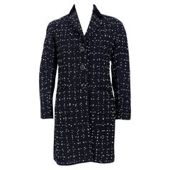 Moschino Black White Salt & Pepper Cashmere Classic Coat 2000s