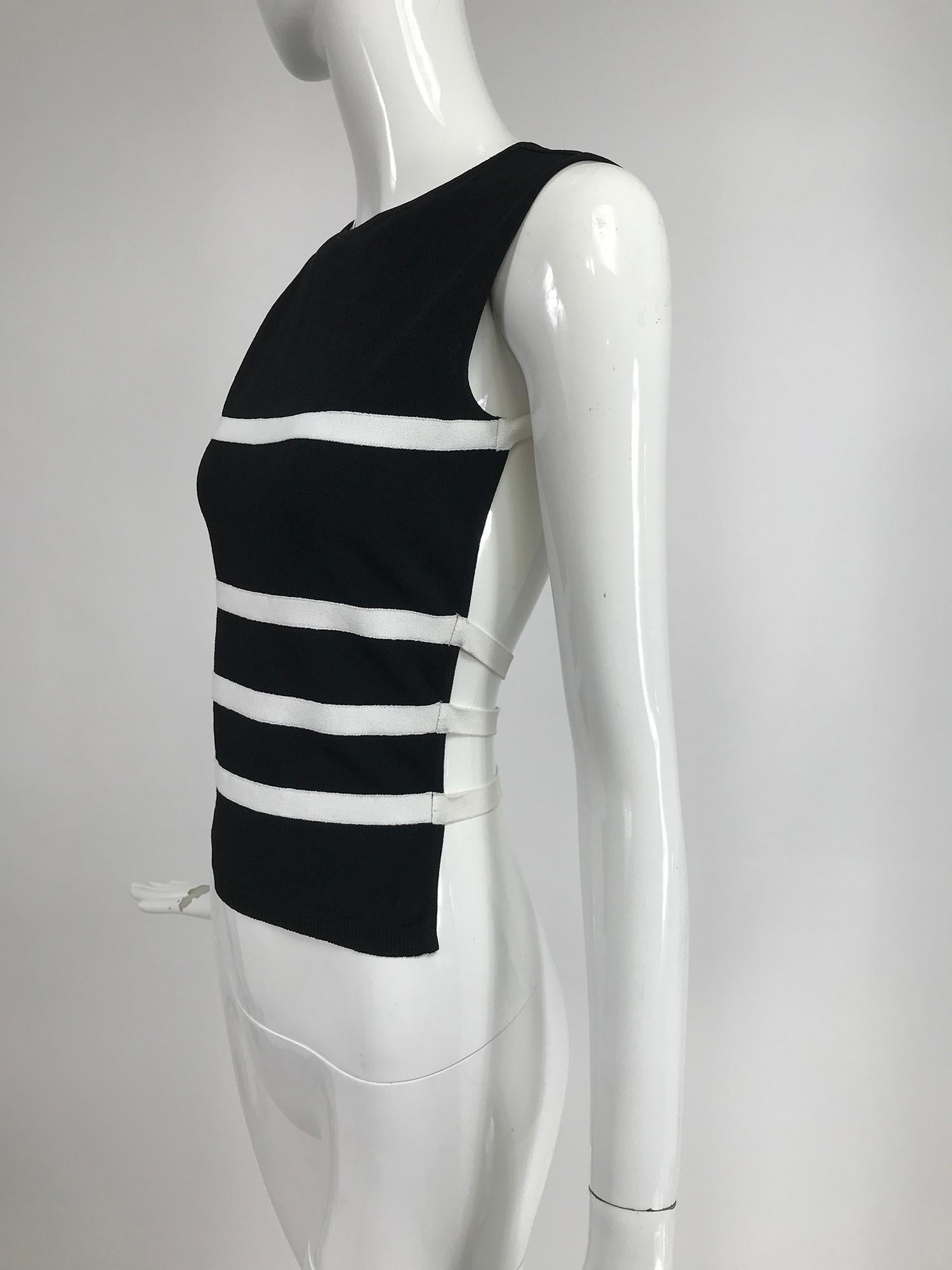 Moschino Black & White Stripe Knit Bare Back Top In Good Condition In West Palm Beach, FL