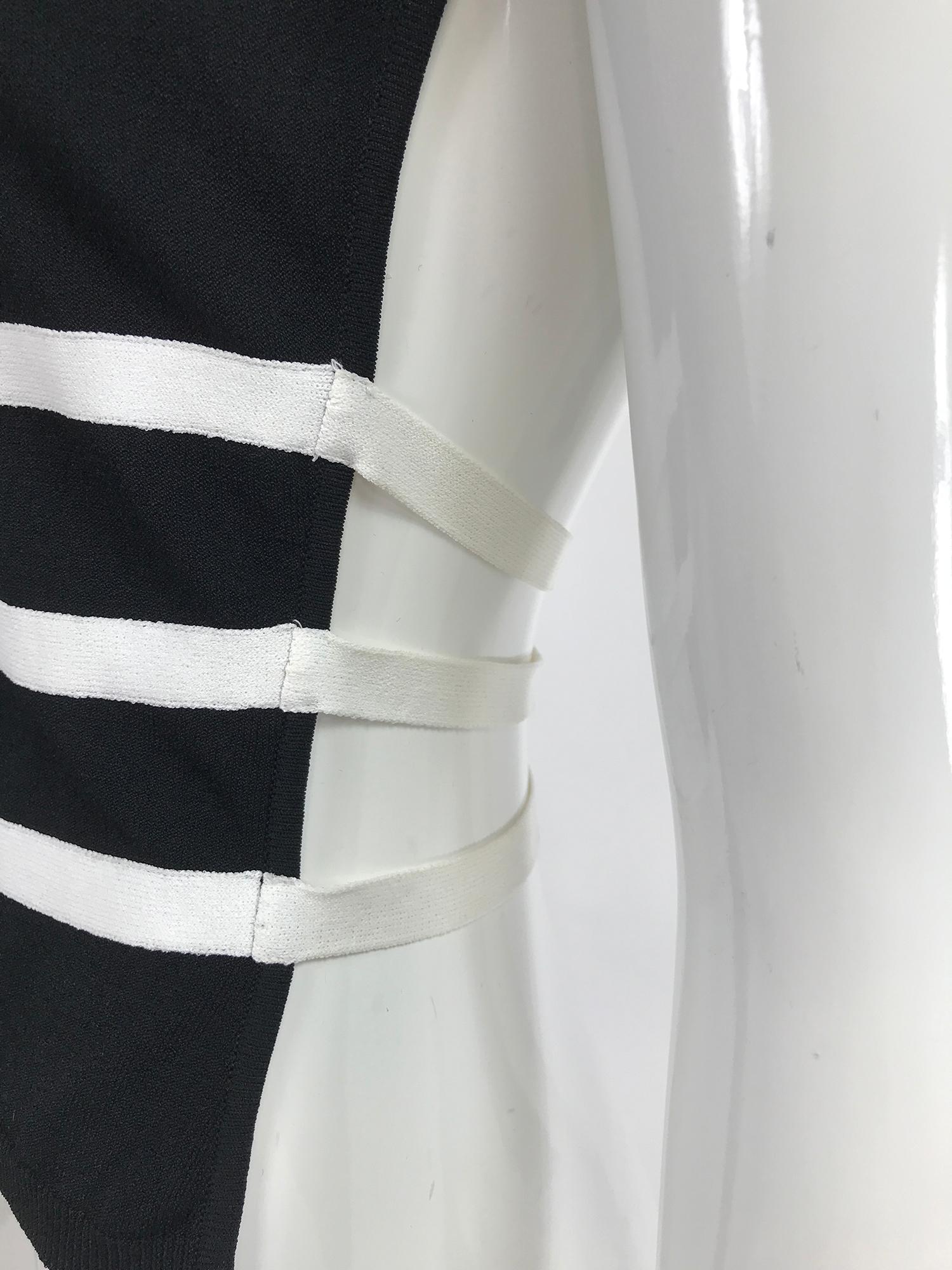 Women's Moschino Black & White Stripe Knit Bare Back Top