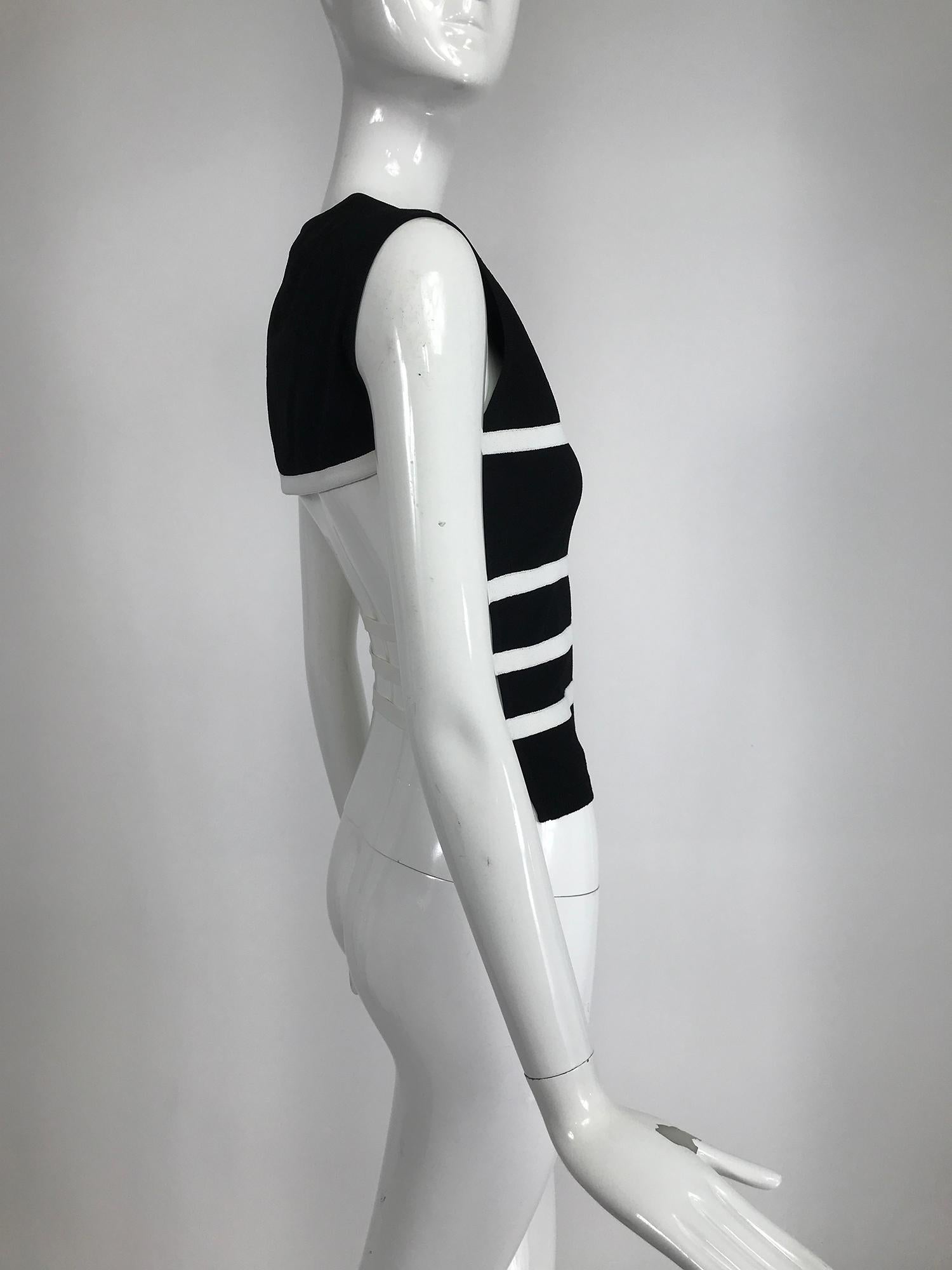 Moschino Black & White Stripe Knit Bare Back Top 4