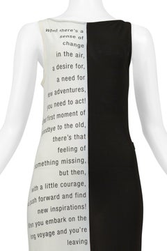 Moschino Black & White Text Maxi Dress With Side Slit 2000S