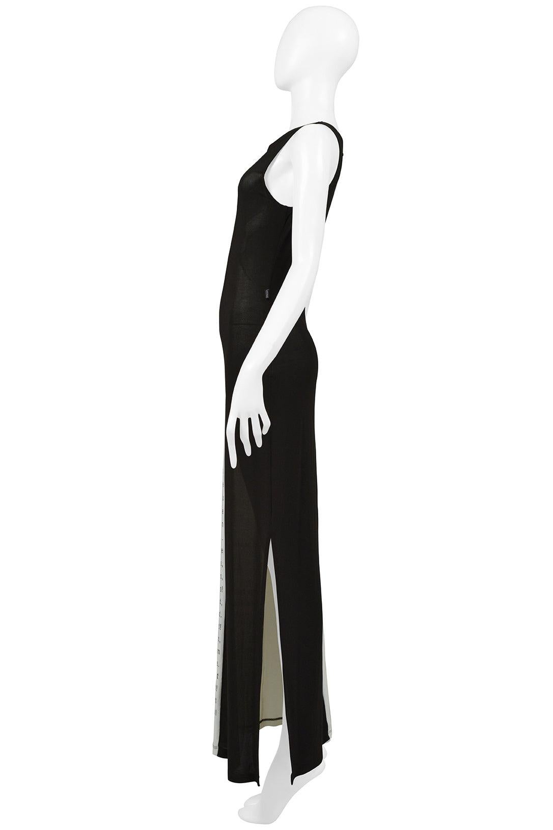 Moschino Robe longue texturée noire et blanche avec fente latérale, années 2000 Excellent état - En vente à Los Angeles, CA