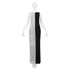 Moschino Black & White Text Maxi Dress With Side Slit 2000S