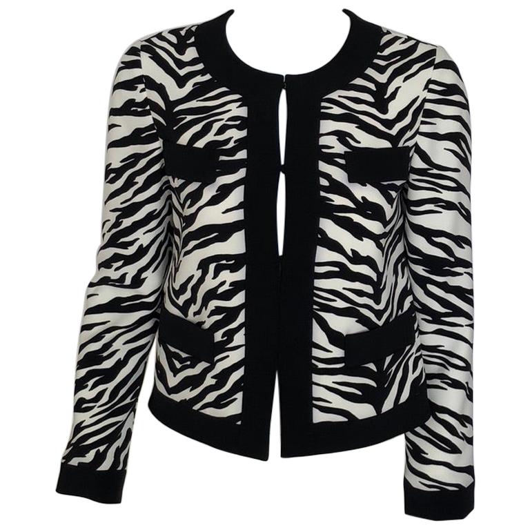 MOSCHINO Black & white tiger print cardigan jacket For Sale