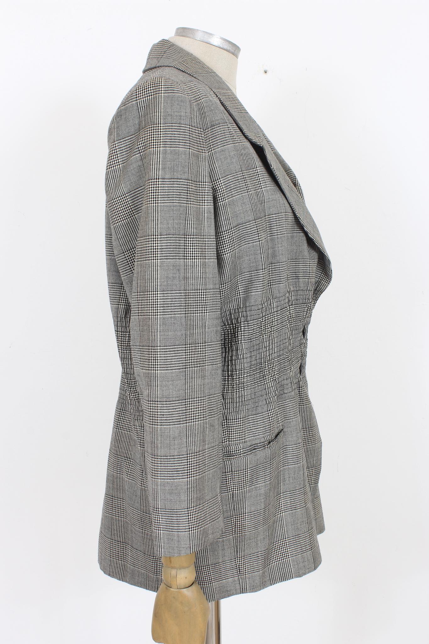 Moschino Black White Wool Check Vintage Jacket 1980s In Excellent Condition In Brindisi, Bt