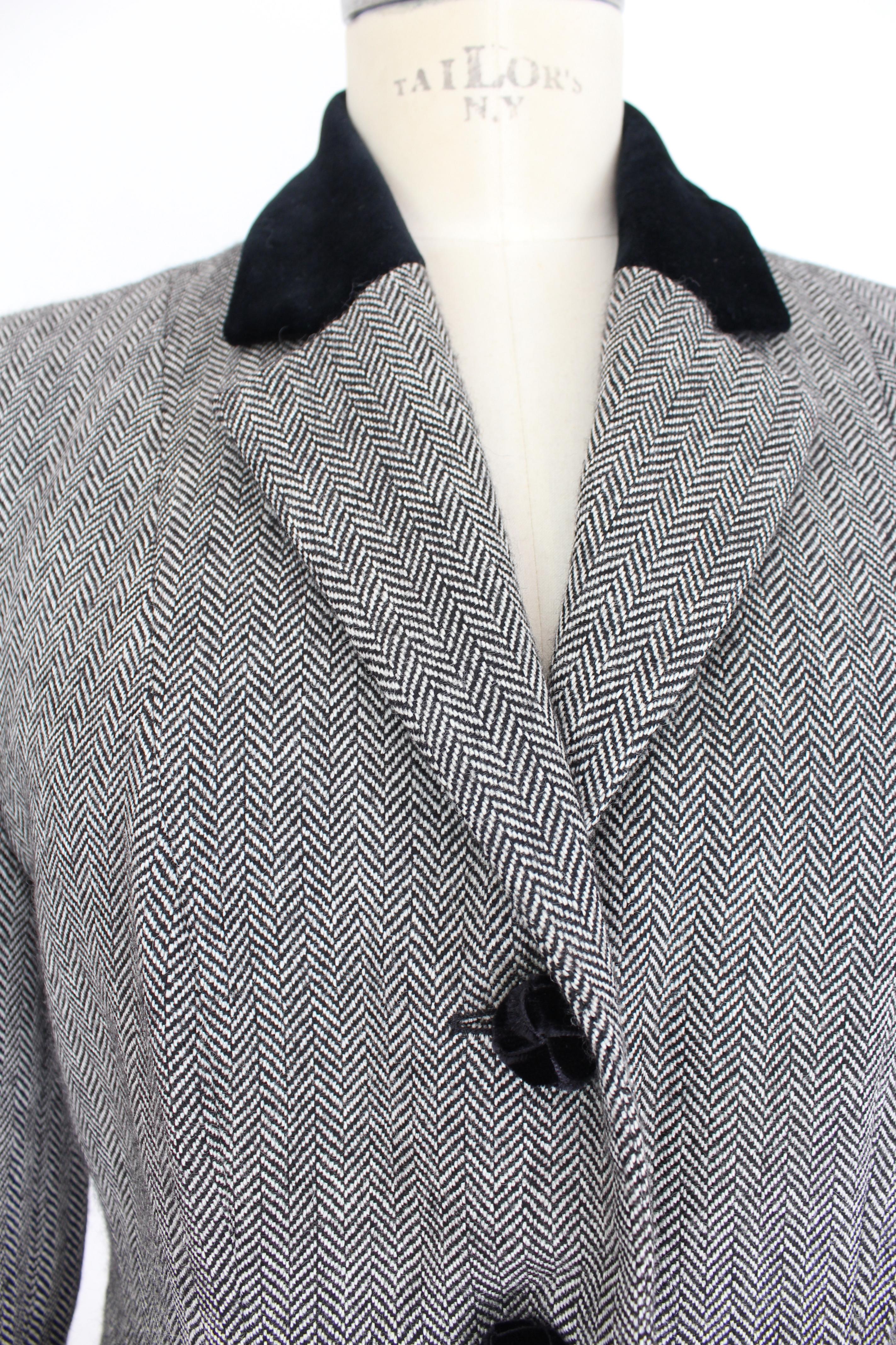 Moschino Black White Wool Tweed Jacket 1