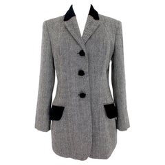 Moschino Black White Wool Tweed Jacket