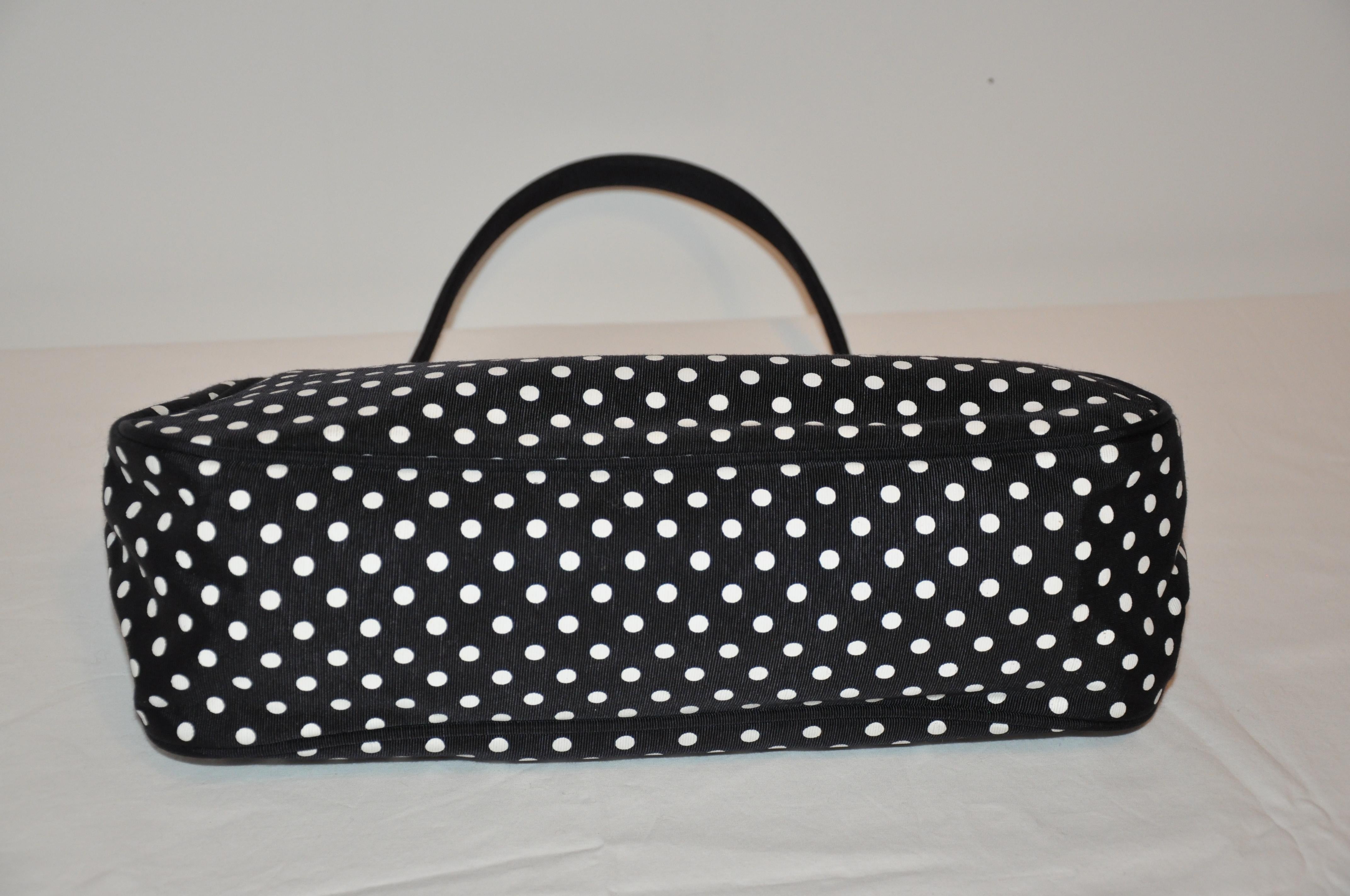 Moschino Black with White Polka Dot and Gilded Gold Hardware Accent Handbag For Sale 3