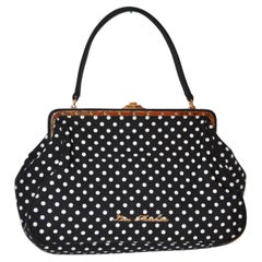 Vintage Moschino Black with White Polka Dot and Gilded Gold Hardware Accent Handbag